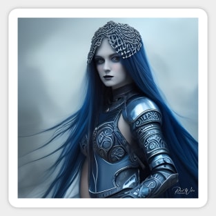 Gothic Blue Warrior Woman Sticker